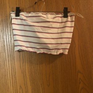 Red whit navy tube top